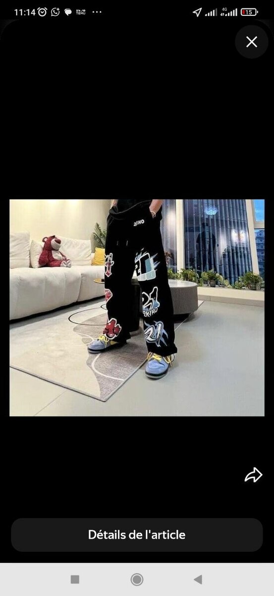 Pantalon streetwear brodé