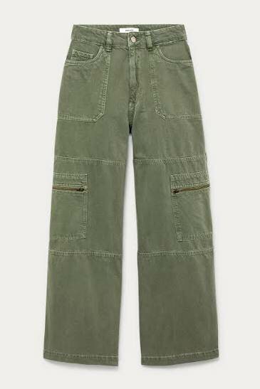 Jeans cargo femme taille haute