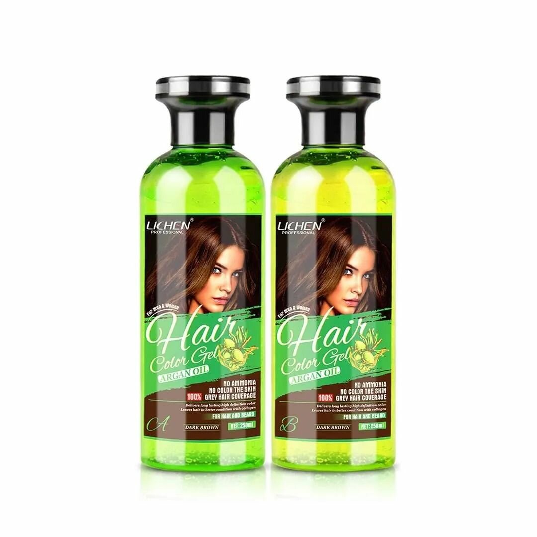 Lichen Hair Color Gel Dark Brown Argan Oil 258 ml x 2 = 516