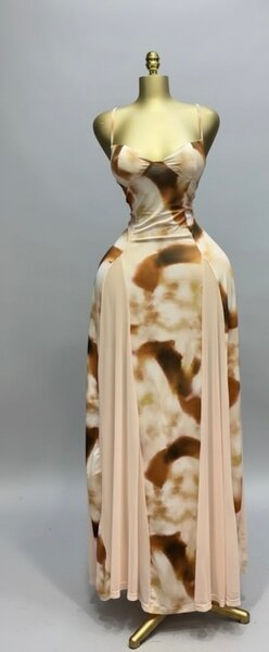 Robe longue à bretelles marron