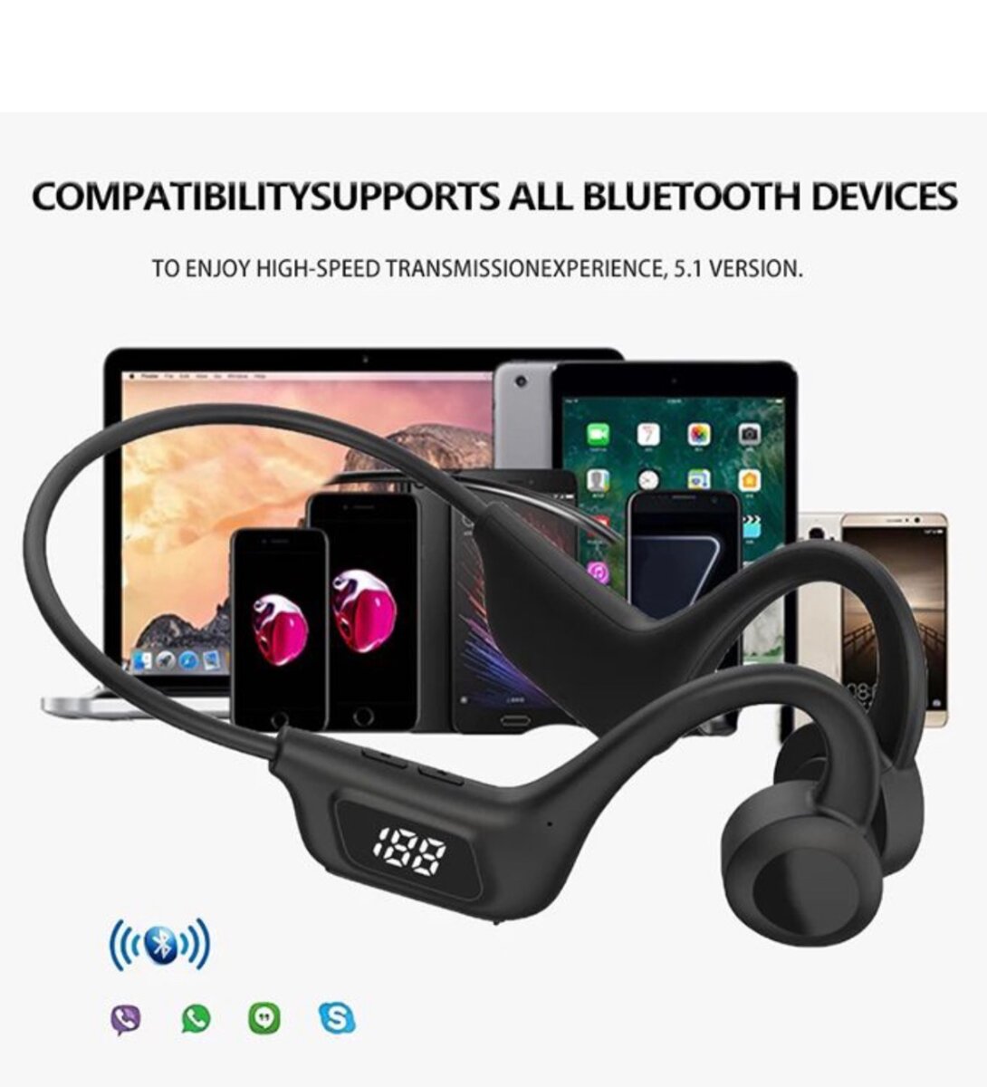 Bluetooth headphones uses memory card Black