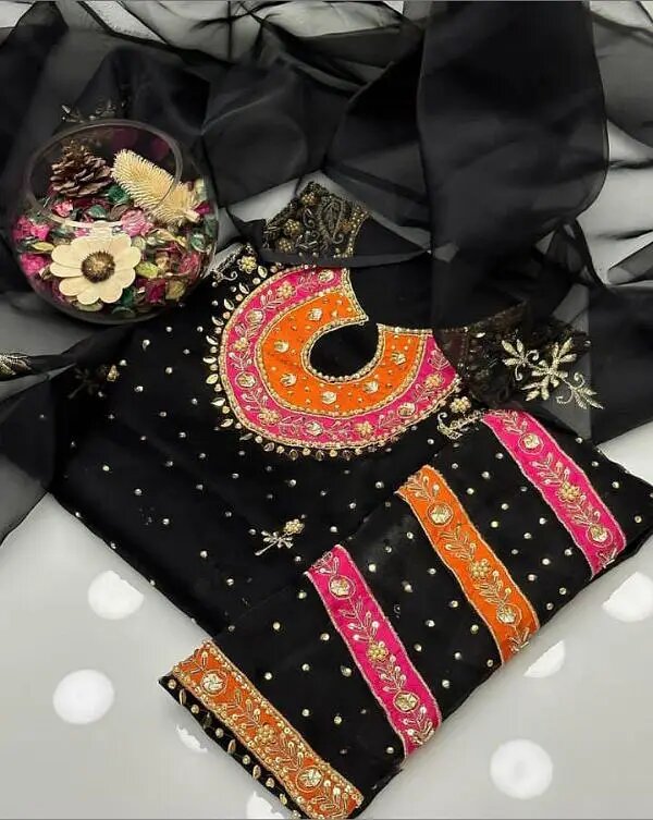 Beautiful organza unstitched dress