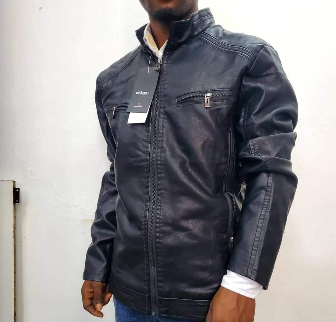  leather coat Dark Blue