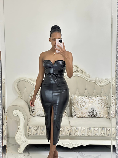 black dress eco-leather