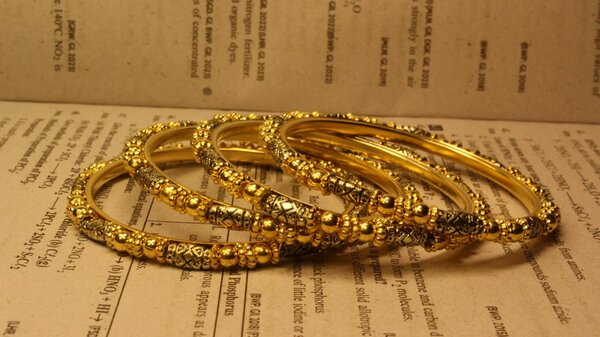Unique Antique Golden Pearls Design Bangles