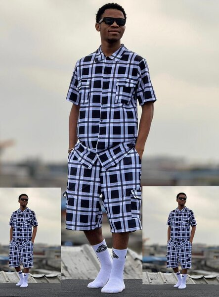 Costume estival à carreaux homme