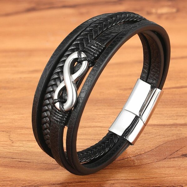 Bracelet en cuir infini tressé