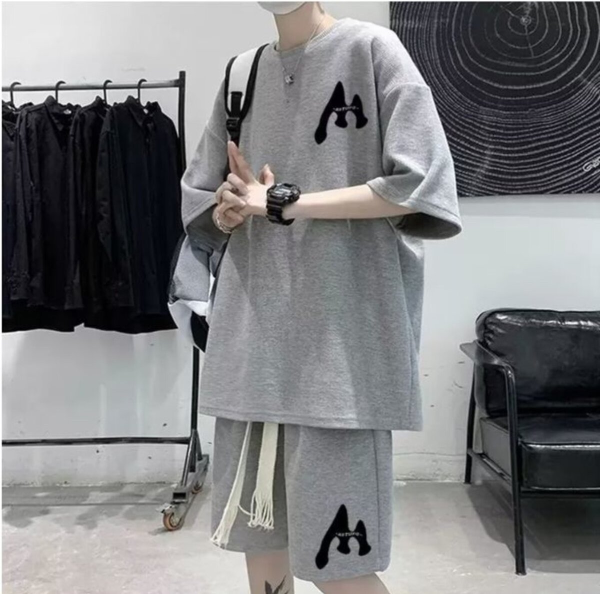 Sports Short Sleeve T-Shirt & Shorts Set - 2 Piece - Grey