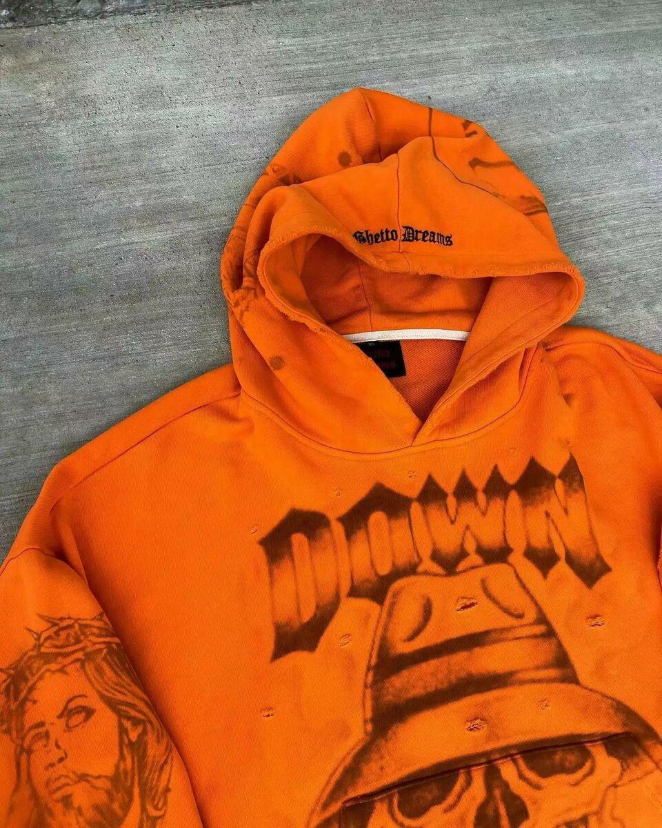 Sweat à capuche orange Hell Drunk