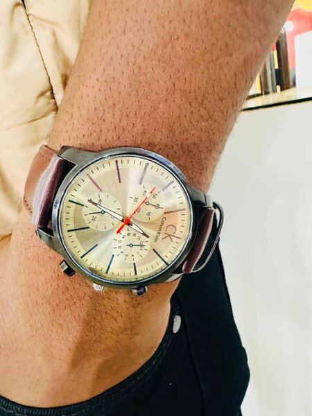 Watch with leather strap