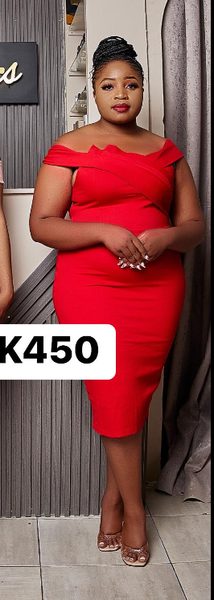 Red Fitted Off-the-shoulder Dress