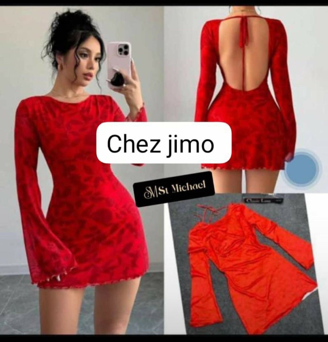 Robe rouge soirée dos nu