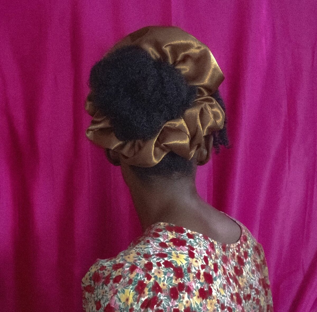 Chouchou satin marron (L)