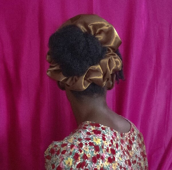 Chouchou satin marron (L)