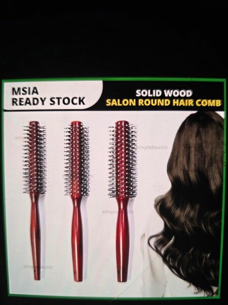 Solid wood round hair brush