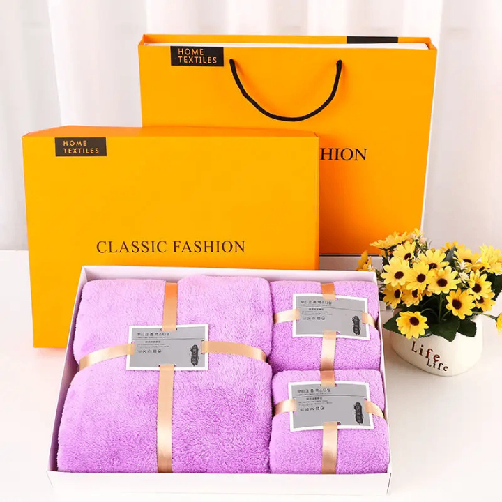 Luxurious gift box towel 3 set