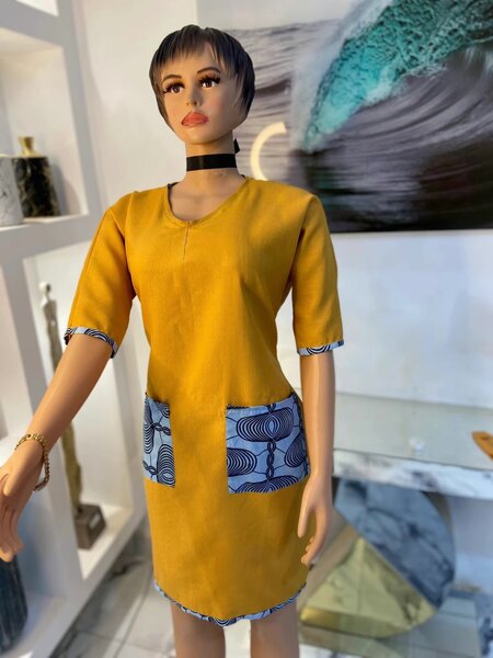 African Print Yellow Mix Dress
