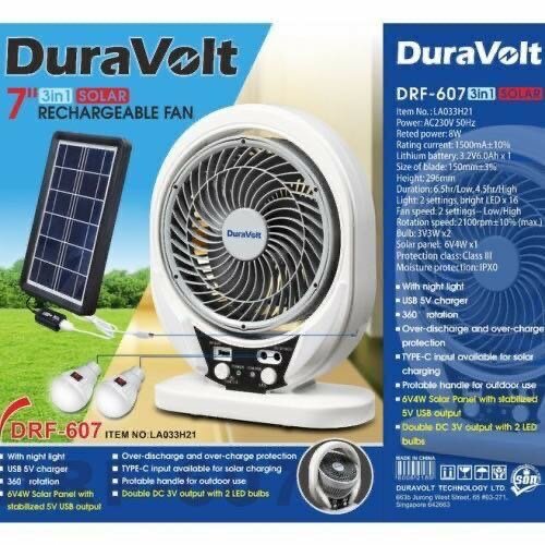 Dura Volt Solar rechargeable Fan