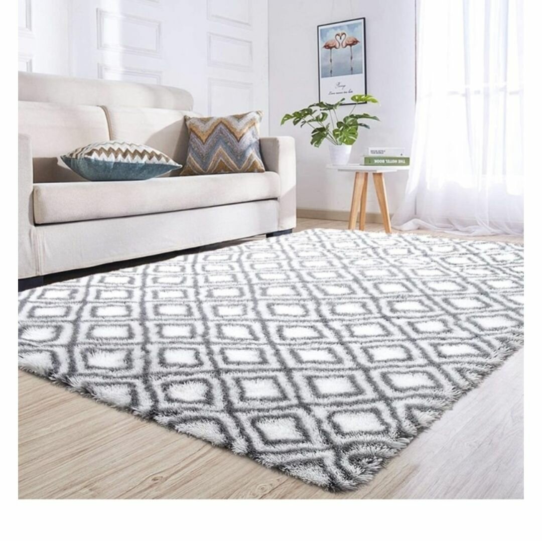 L63 X W90.6)" SOFT INDOOR RUG SHAGGY PATTERNED FLUFFY CARPET