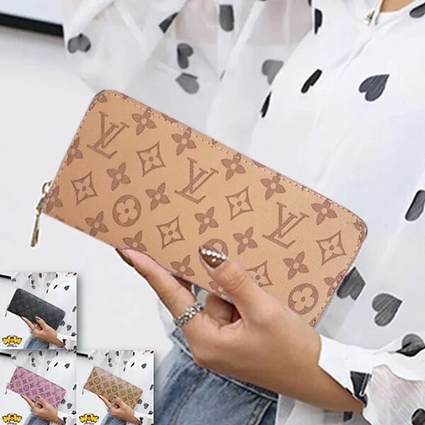 Women's Long Clutch Wallet with Monogram Design