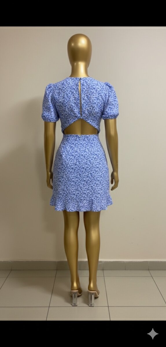 Robe bleue à imprimé floral