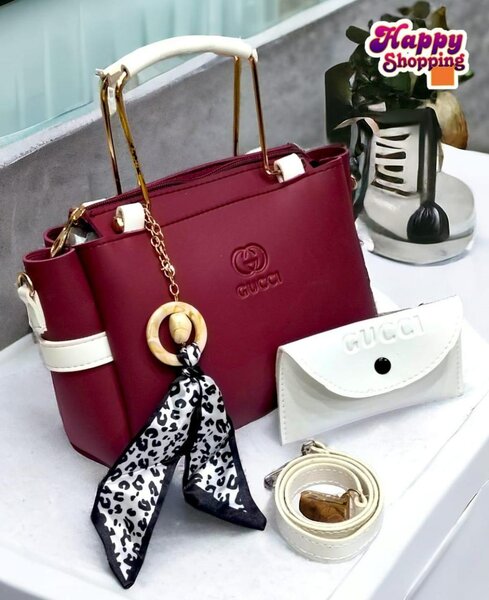 Girl's Rexine Plain Hand Bag Set