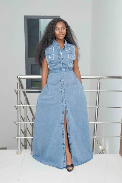 Robe longue en jean tendance