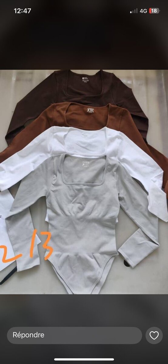 Body féminin manches longues