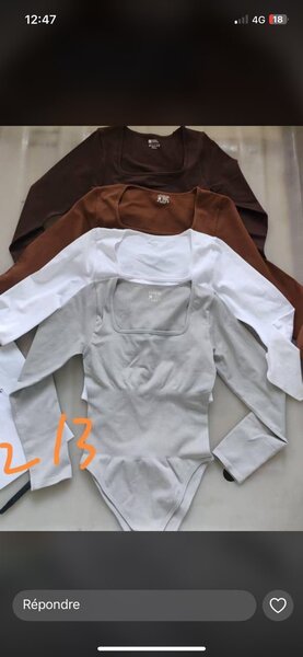 Body féminin manches longues