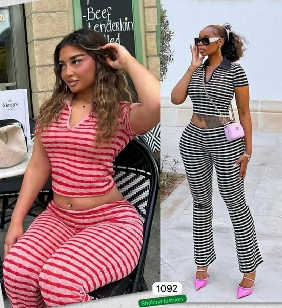 Ensemble rayé chic femme