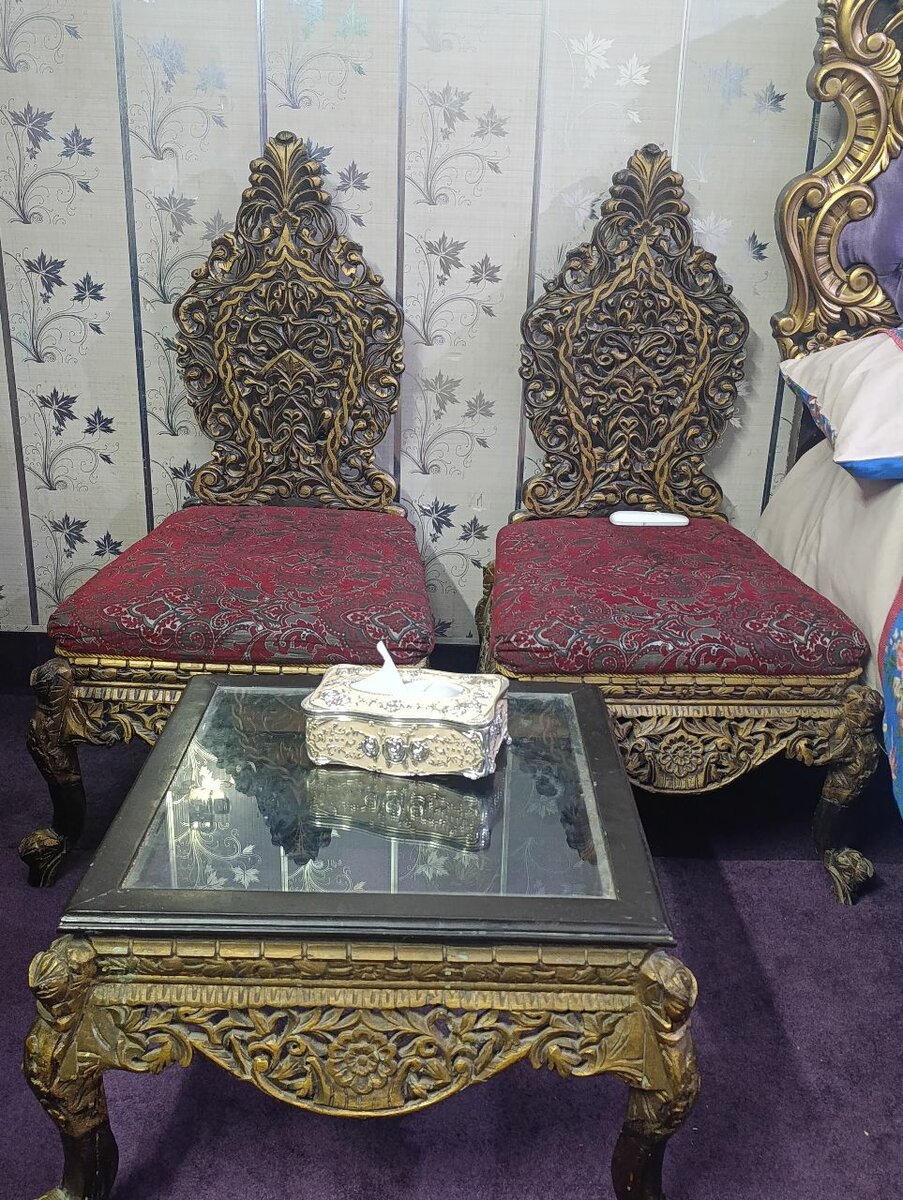 Wooden chair with center table