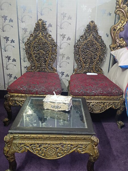 Wooden chair with center table