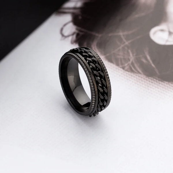Bague homme noir carbone