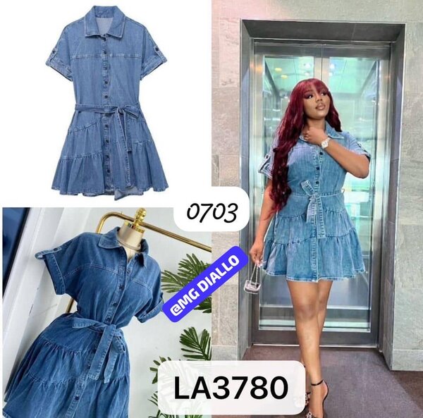 Robe en jean ceinturée