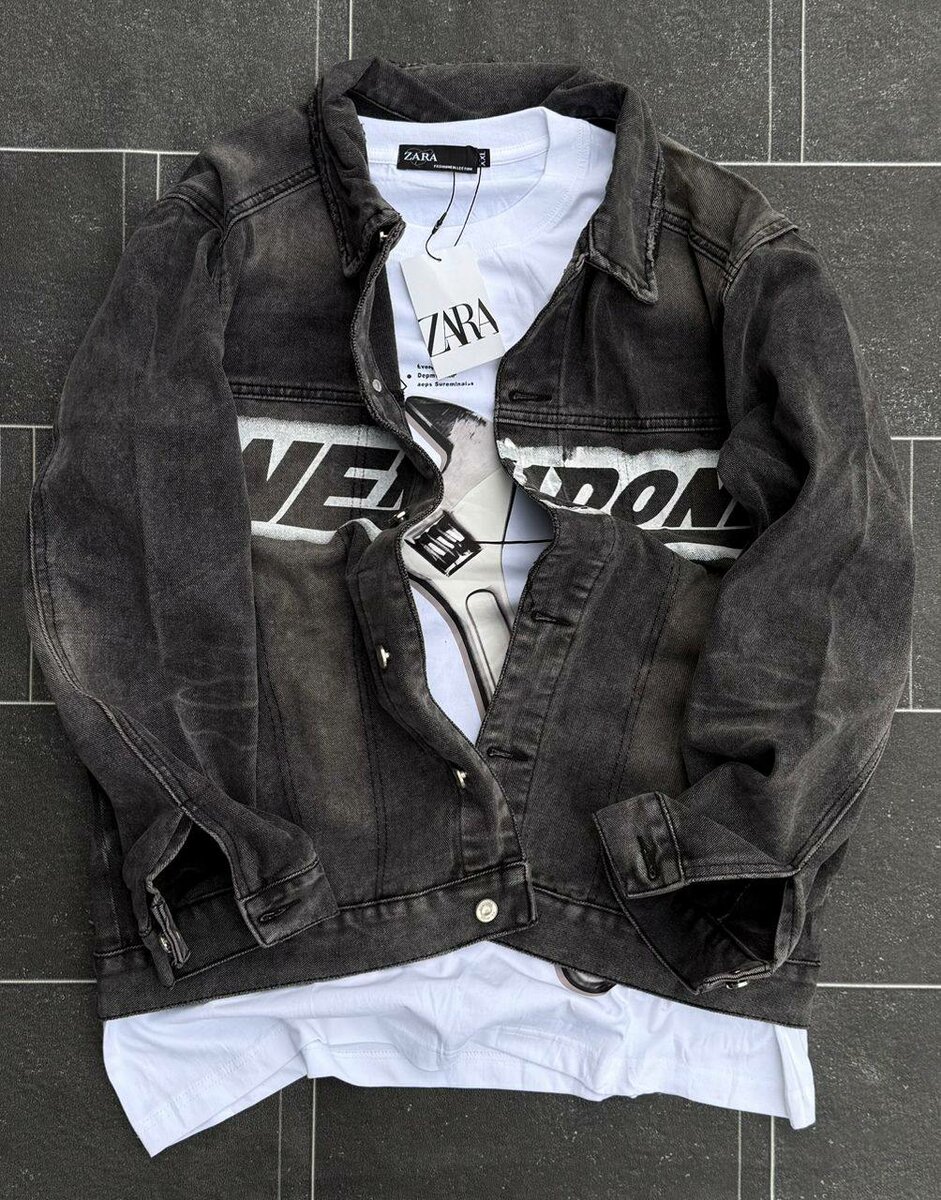 Veste en jean ZARA noire pour homme