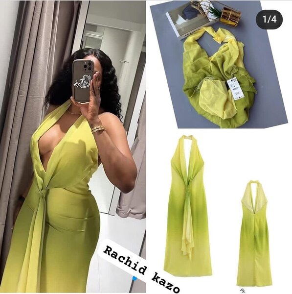 Robe longue fluide jaune