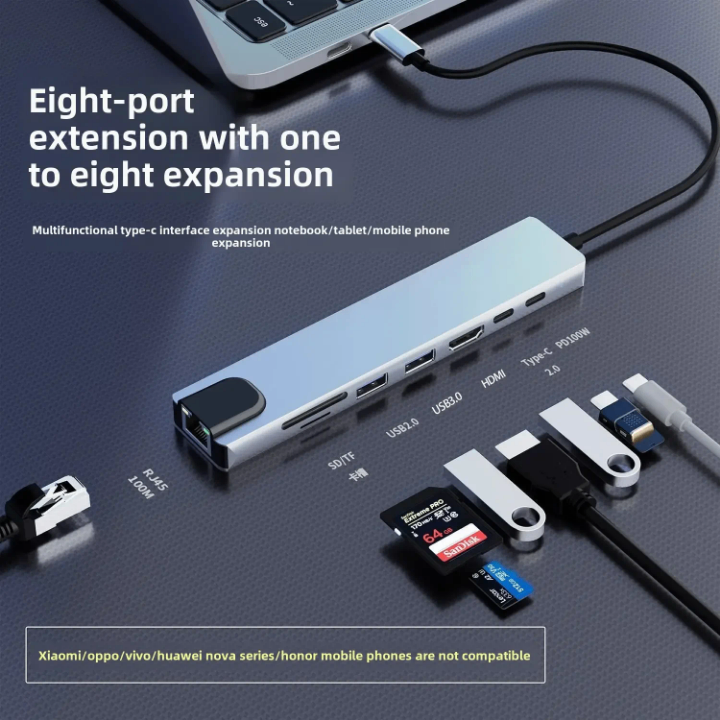 Adaptateur 8 ports en 1 type C