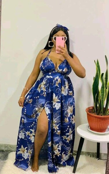 Flower printed blue sundress