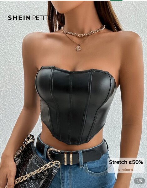 Top Bustier Simili Cuir Femme