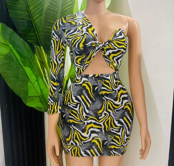 Robe asymétrique imprimée femme