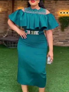 Women's Fitted Dress with Ruffles