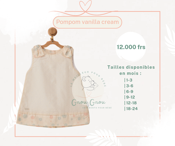 Robe Bébé Pompom Vanilla