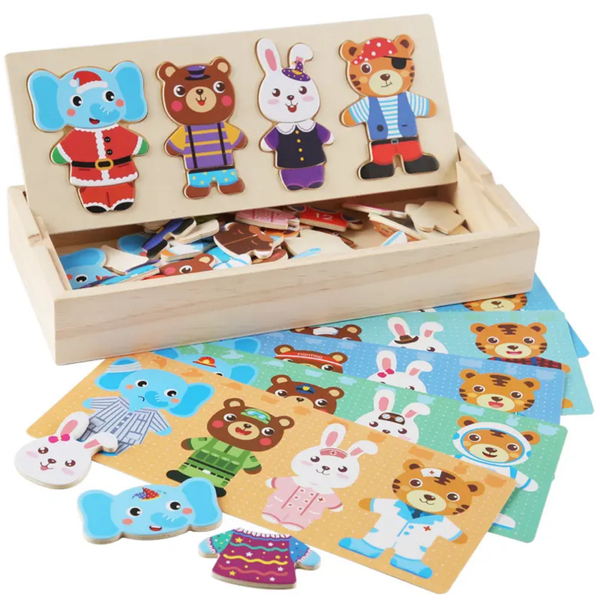 Puzzle habillage en bois enfants