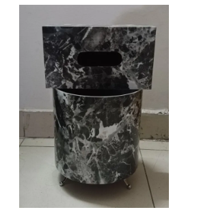 PVC Sheet Tiles Color Wooden Round Dust Bin Set