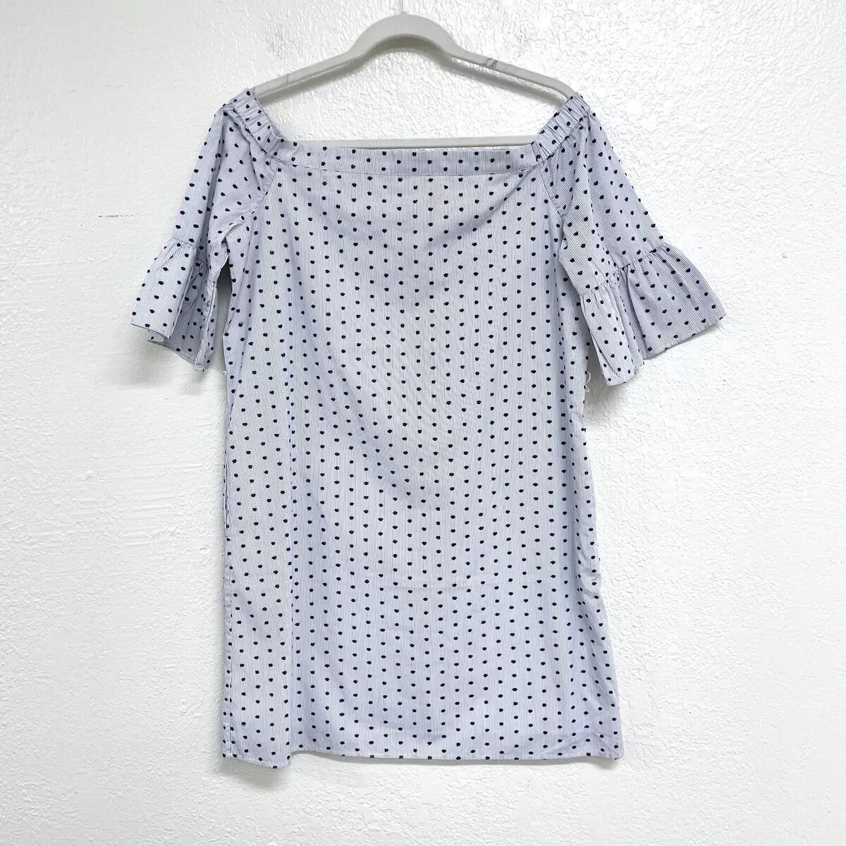 Banana Republic Dot Striped Off Shoulder Dress