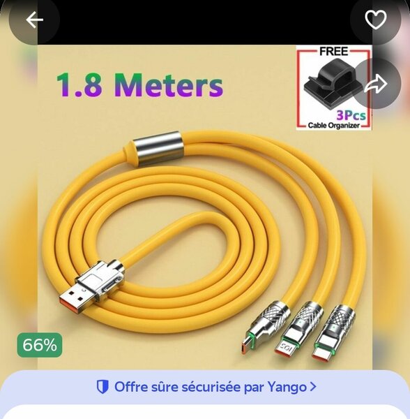 Câble USB multifonction 3 en 1