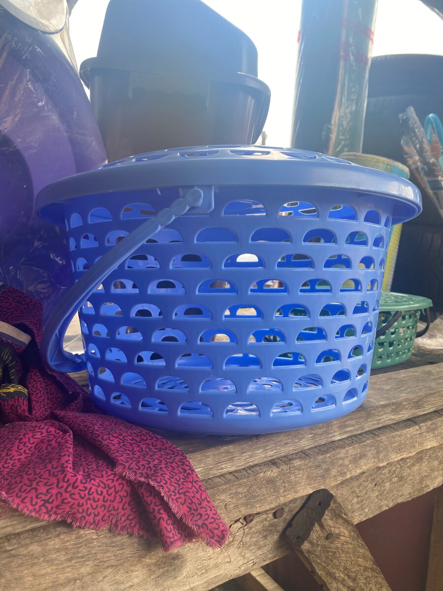 Blue Plastic Laundry Basket