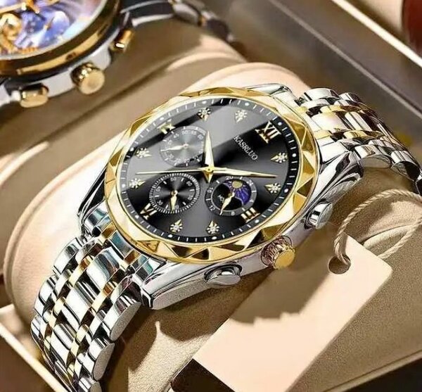 Montre homme luxe acier inoxydable chronographe