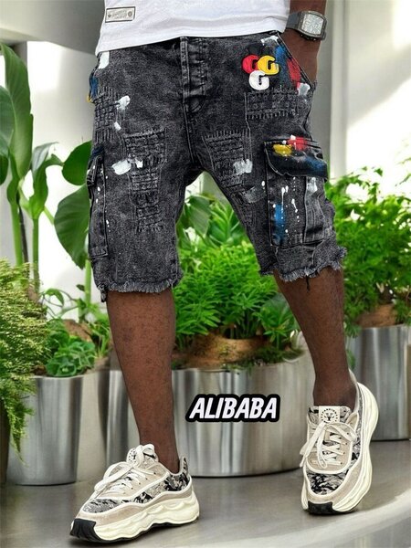 Short cargo denim homme