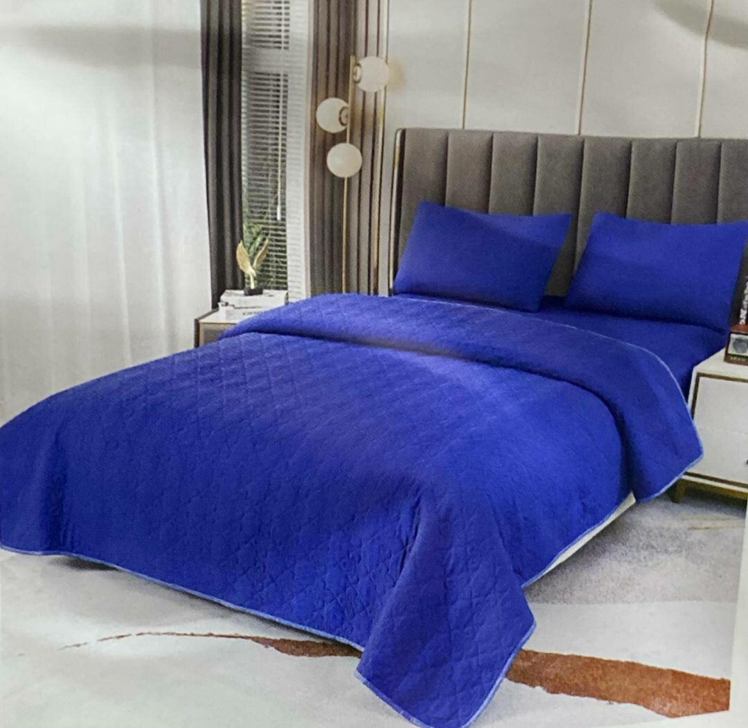 Set of 2 pillowcases, bedspread and sheet, blue